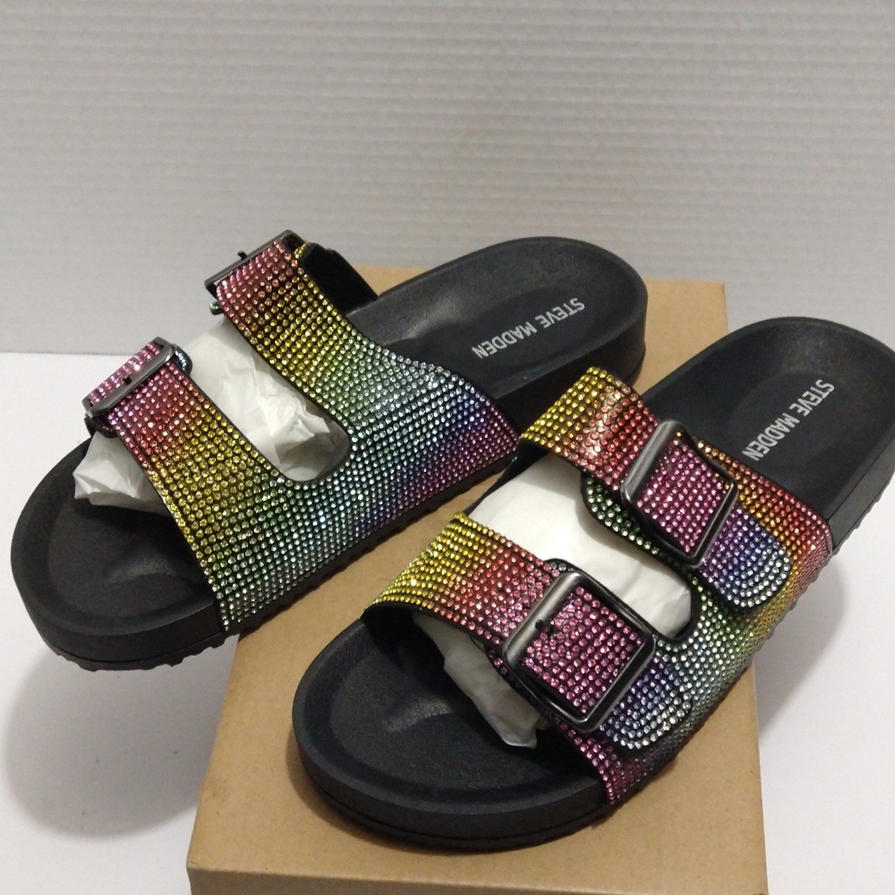 Steve Madden size 4 multi color slides